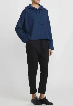 Album di Famiglia Cotton Short Hc Hooded Top In Navy Blue