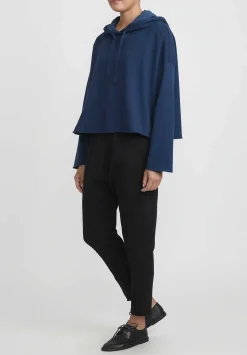 Album di Famiglia Cotton Short Hc Hooded Top In Navy Blue