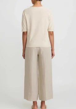 Antonelli Cotton Short Sleeve Platone Sweater In Off White Natural