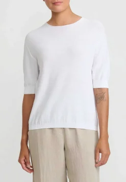 Antonelli Cotton Short Sleeve Platone Sweater In White