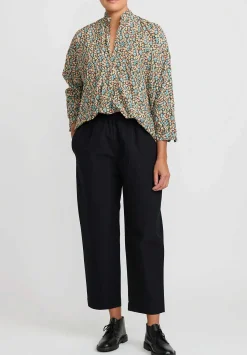 Daniela Gregis Cotton Sigaretta Elastico Pants In Nero Black