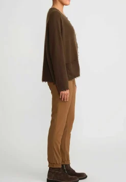 Rundholz Black Label Cotton Skinny Stretch Pants In Bronze Brown