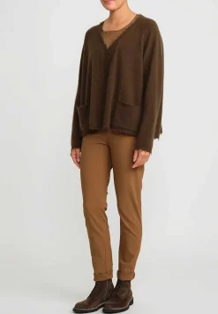 Rundholz Black Label Cotton Skinny Stretch Pants In Bronze Brown