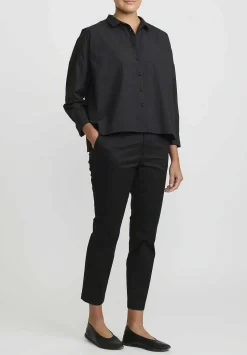 AODress Cotton Small Collar Pin Dot Shirt In Sumi Black