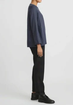 Bergfabel Cotton Square Neck Mara Top In Blue Check