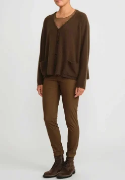 Rundholz Black Label Cotton Stretch Skinny Pants In Bronze Brown