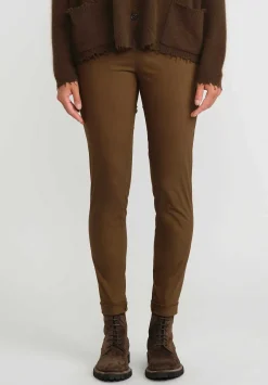 Rundholz Black Label Cotton Stretch Skinny Pants In Bronze Brown