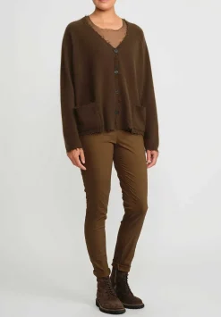 Rundholz Black Label Cotton Stretch Skinny Pants In Bronze Brown