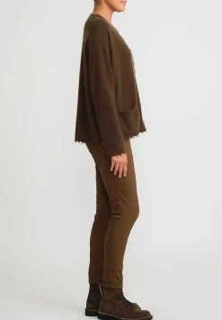 Rundholz Black Label Cotton Stretch Skinny Pants In Bronze Brown