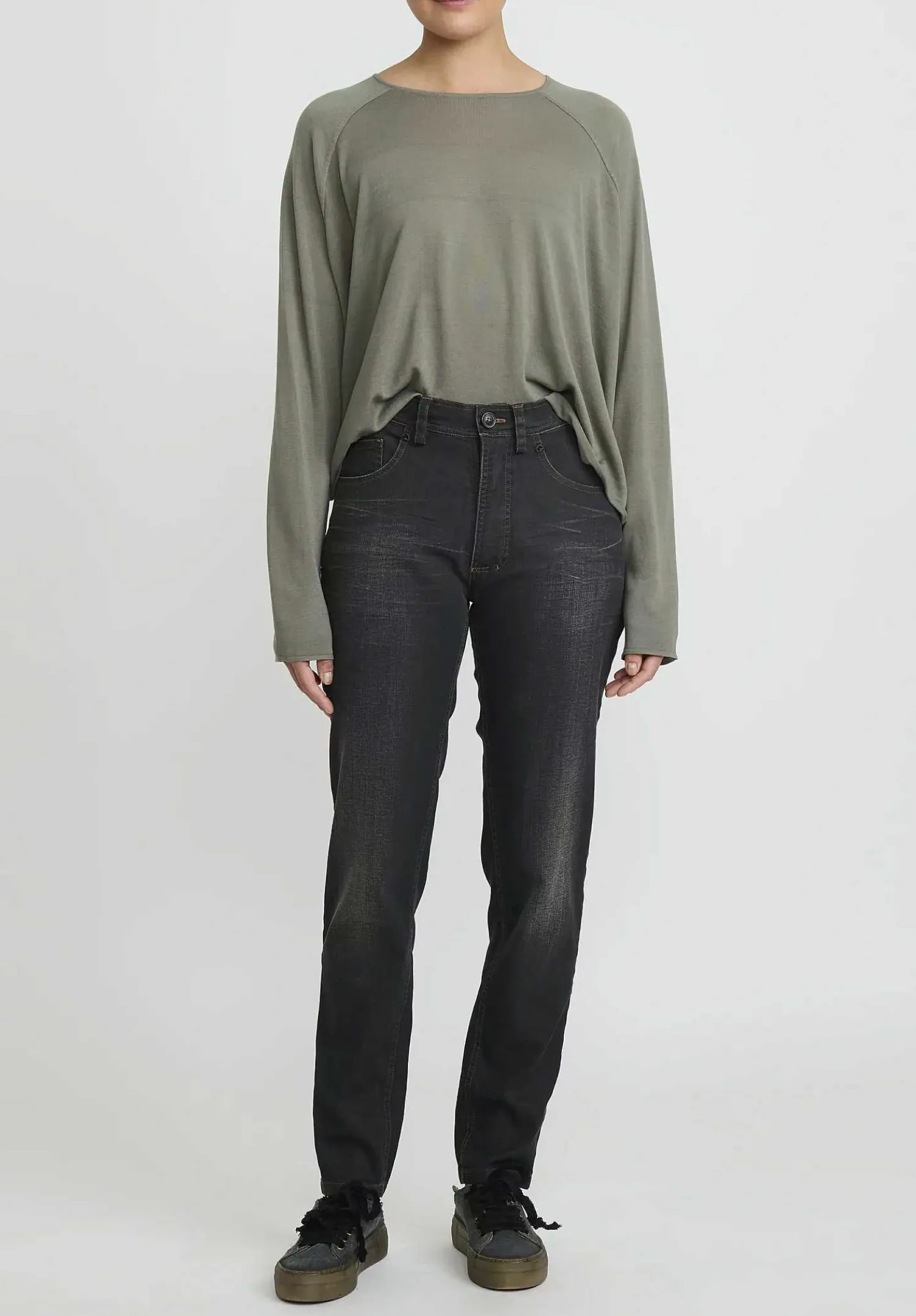 Rundholz Cotton Tapered Leg Jeans In Faded Black