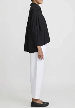 Daniela Gregis Cotton Twill Sigaretta Elastico Pants In Bianco White