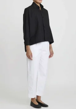 Daniela Gregis Cotton Twill Sigaretta Elastico Pants In Bianco White