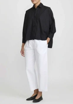 Daniela Gregis Cotton Twill Sigaretta Elastico Pants In Bianco White