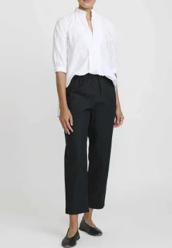 Daniela Gregis Cotton Twill Sigaretta Elastico Pants In Black