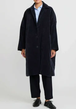 Casey Casey Cotton Velvet Big Blobby Coat In Navy Blue