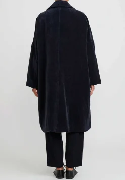 Casey Casey Cotton Velvet Big Blobby Coat In Navy Blue