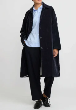 Casey Casey Cotton Velvet Big Blobby Coat In Navy Blue