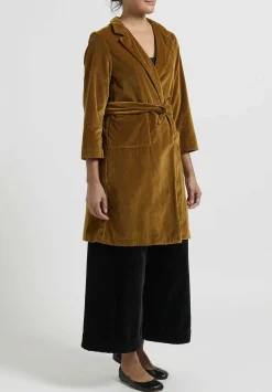 Daniela Gregis Cotton Velvet Coat In Cannella Brown