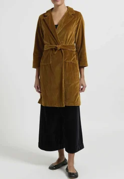 Daniela Gregis Cotton Velvet Coat In Cannella Brown