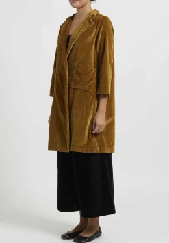 Daniela Gregis Cotton Velvet Coat In Cannella Brown