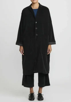 Album di Famiglia Cotton Velvet Loose Coat In Slate Grey