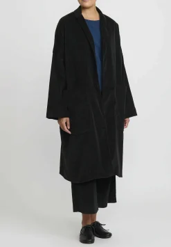 Album di Famiglia Cotton Velvet Loose Coat In Slate Grey