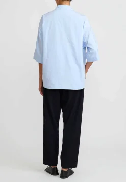 Casey Casey Cotton Waga Short Sleeve Shirt In Sky Blue