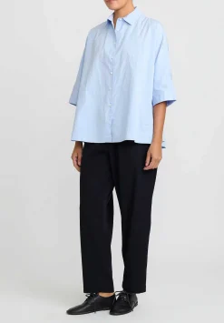 Casey Casey Cotton Waga Short Sleeve Shirt In Sky Blue