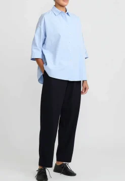 Casey Casey Cotton Waga Short Sleeve Shirt In Sky Blue
