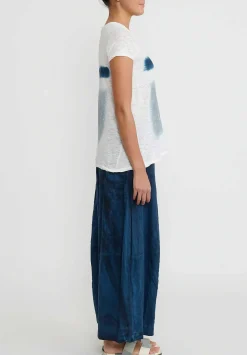 Gilda Midani Cotton Zone Dyed Short Sleeve Monoprix Tee In Cloud & Last Blue