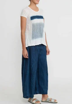 Gilda Midani Cotton Zone Dyed Short Sleeve Monoprix Tee In Cloud & Last Blue
