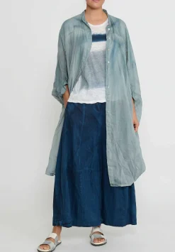 Gilda Midani Cotton Zone Dyed Short Sleeve Monoprix Tee In Cloud & Last Blue