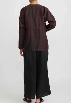 Noir Handmade Cracked Mud Silk Short Jacket In Brown & Red