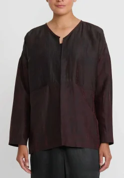 Noir Handmade Cracked Mud Silk Short Jacket In Brown & Red