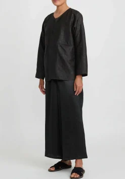 Noir Handmade Cracked Mud Silk Short Jacket In Black & Brown