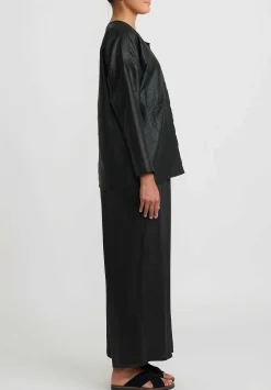Noir Handmade Cracked Mud Silk Short Jacket In Black & Green