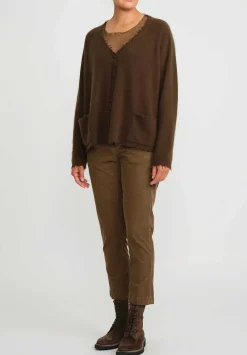 Rundholz Black Label Cropped Cotton Corduroy Skinny Stretch Pants In Bronze Brown