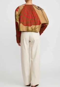 Uma Wang Cropped Kady Jacket In Tan & Red