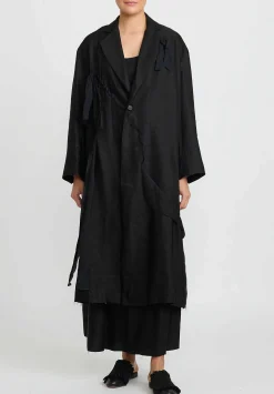 A Tentative Atelier Deconstructed Oversize Judit Twist Coat In Black