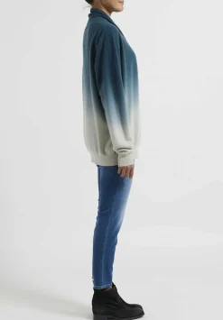 Frenckenberger Dip Dyed Cashmere ''Hamza'' Cardigan In New Atlantis Blue & Silver Green