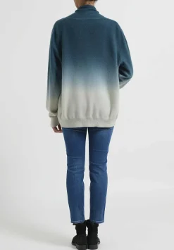 Frenckenberger Dip Dyed Cashmere ''Hamza'' Cardigan In New Atlantis Blue & Silver Green