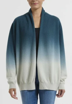 Frenckenberger Dip Dyed Cashmere ''Hamza'' Cardigan In New Atlantis Blue & Silver Green