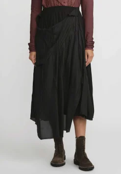 Rundholz Distressed And Layered A-Line Skirt In Black