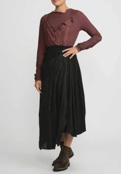 Rundholz Distressed And Layered A-Line Skirt In Black