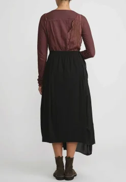 Rundholz Distressed And Layered A-Line Skirt In Black