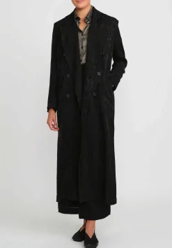 Uma Wang Double Breasted Jacquard Callie Coat In Black