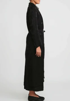 Uma Wang Double Breasted Jacquard Callie Coat In Black