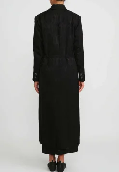 Uma Wang Double Breasted Jacquard Callie Coat In Black