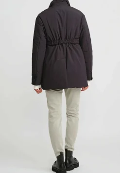 Sacai Double Breasted Padded Coat In Black