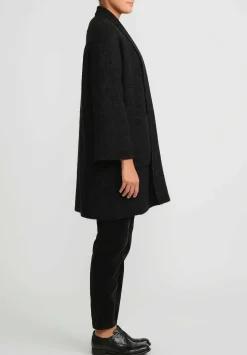 Lauren Manoogian Double Face Baby Alpaca Wide Coat In Black Melange & White Fleck